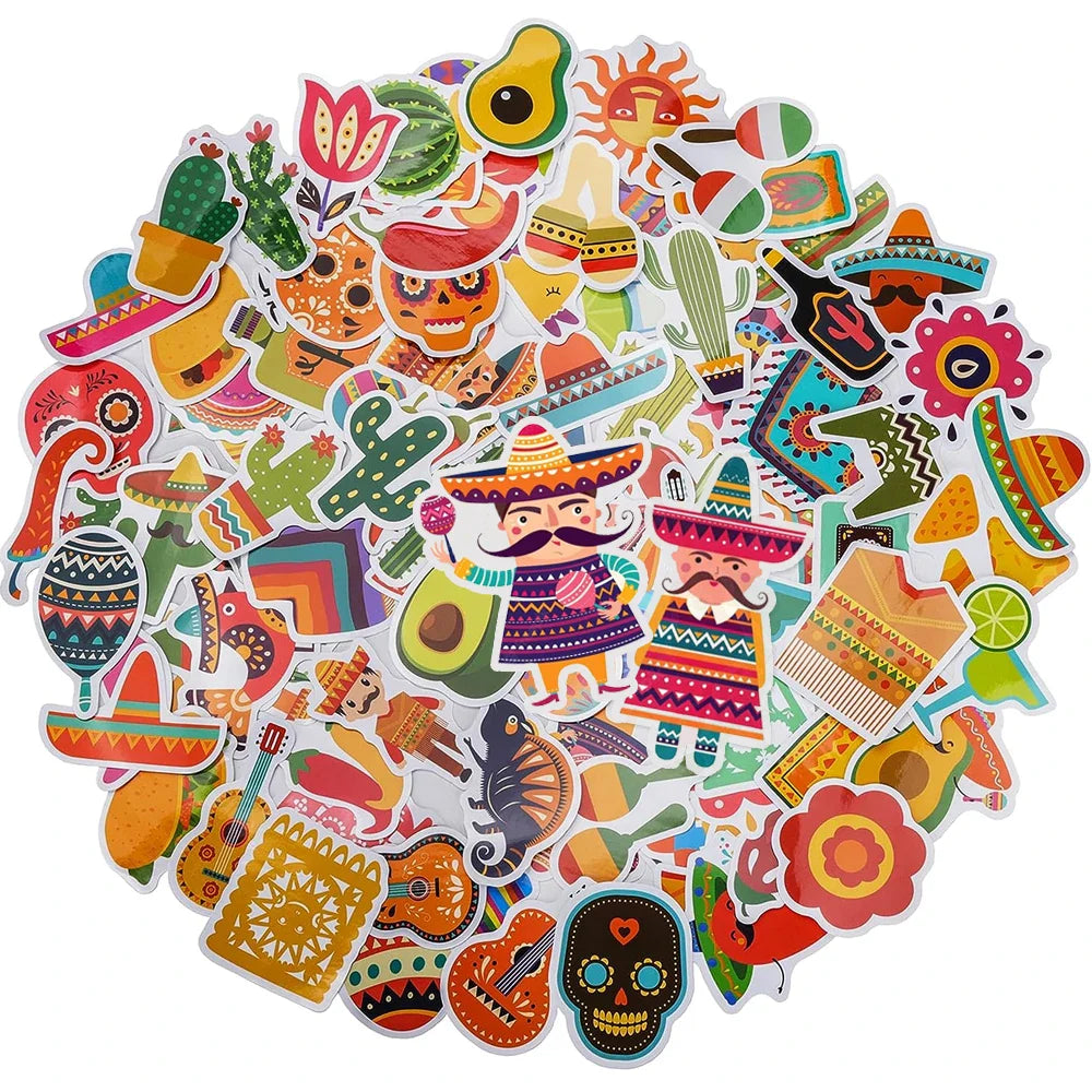 10/30/50/100pcs Mexican Sticker Pack, Mexico Decals for Notebook, Journal, Scrapbook, Phone, Laptop DIY Craft Decoration (ONLINE ORDER ONLY)