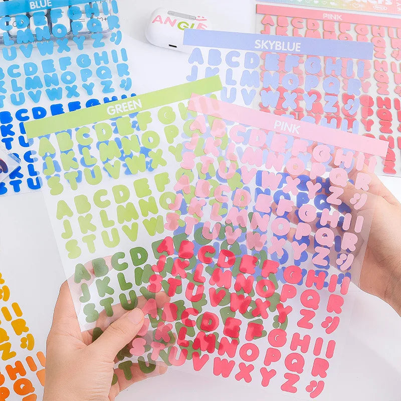 2Style 8Pcs/pack vibrant letters waterproof PET cut film handbook stickers English handbook material painting creative stickers (ONLINE ORDER ONLY)