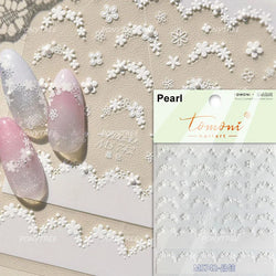 Wet Garden White Flower Leaves Elegant Beautiful Petal Delicate 5D 3D Charming Spring Adhesive Nail Art Stickers Manicure Decals (ONLINE ORDER ONLY)