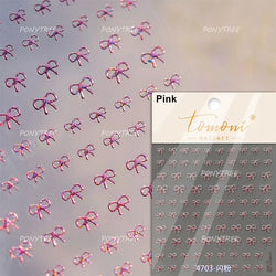 Colourful Grid Bowknot Charming Silk Ribbon Tie Chic 5D Self Adhesive Nail Art Sticker Sparkle Crystal Rhinestone Manicure Decal (ONLINE ORDER ONLY)