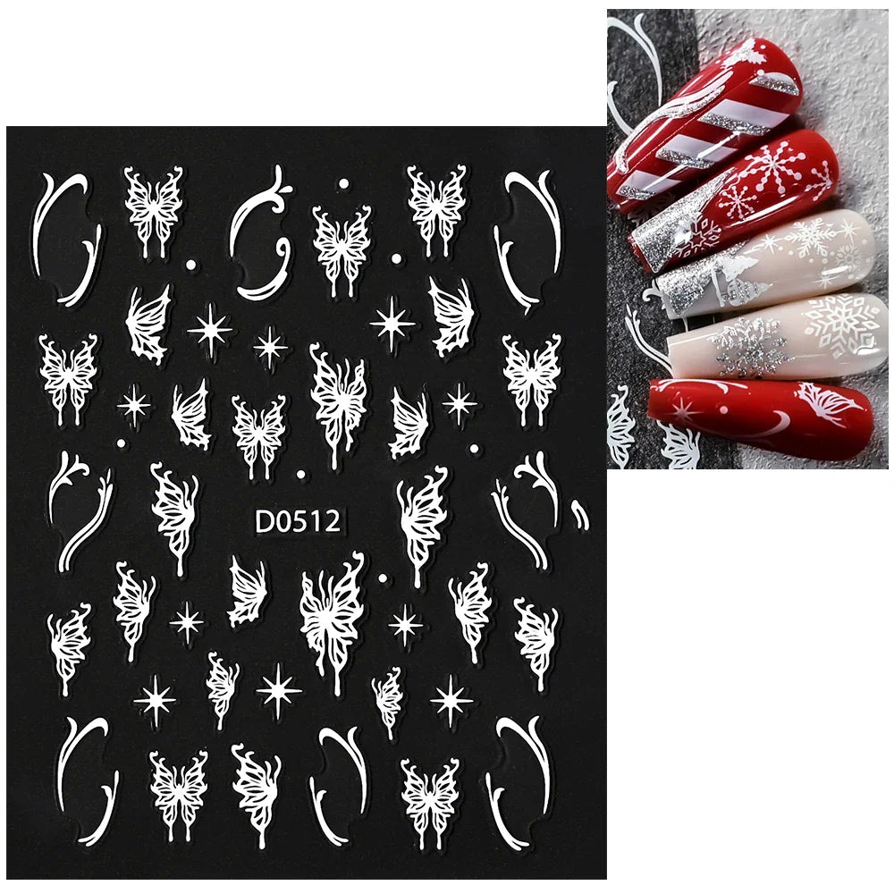 1pc Christmas Nail Sticker 3D Gold Glitter Snowflake Elk Penguin Bells Design Adhesive Nail Slider Decals Winter Manicure Decor* (Online Order Only)