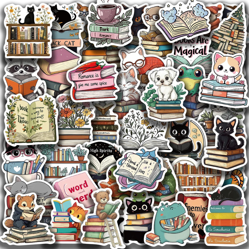 50PCS Animals Reading Stickers for Toy DIY Luggage Laptop Guitar Skateboard Phone Case Bike Car Cartoon Stickers (ONLINE ORDER ONLY)
