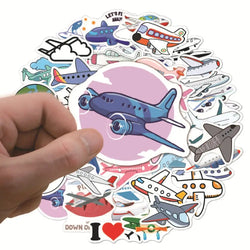 10/50PCS Aircraft Stickers Children's Toys Vehicle Airplane Stickers for Luggage Skateboard Laptop Home Refrigerator Decoration (ONLINE ORDER ONLY)