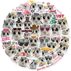 10/50Pcs Funny Sad Hamster Meme Stickers Cute Cartoon Animal Graffiti Decals for Laptop Luggage Notebook Waterproof Joke Sticker (Online Order Only)