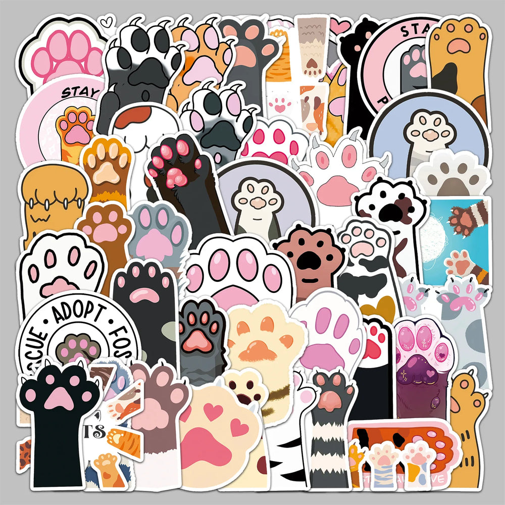 50pcs Cute Cat Claw Graffiti Stickers for Helmet, Wall, DIY Decoration (ONLINE ORDER ONLY)