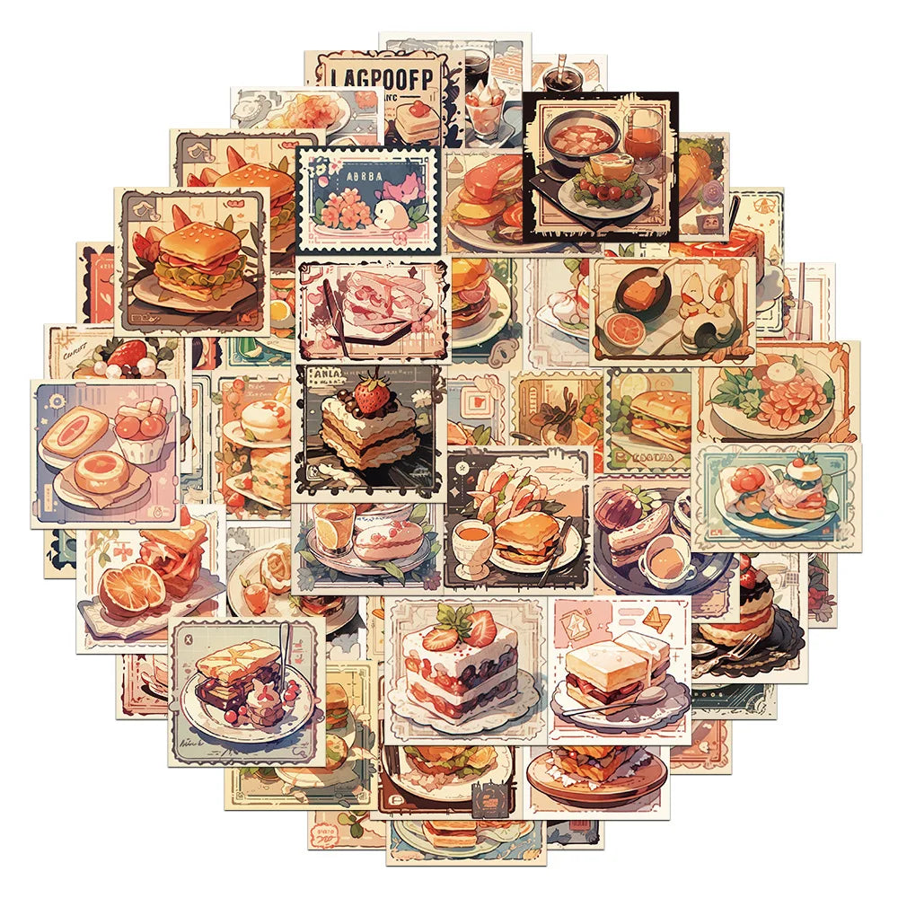 Cute Cartoon Food Stickers Decal for Laptop, Motorcycle, Luggage, Snowboard, Fridge - 10/30/51pcs (ONLINE ORDER ONLY)