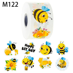 500Pcs /1 Rolls 2.5cm/1inch Yellow Bee Flower Shaped Sticker Decoration Gift Box Sticker Label Stationery Sticker (ONLINE ORDER ONLY)