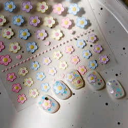 Lovely Colored Flower Fried Egg Petal Love Heart Cartoon Pink Yellow Purple Blue Delicate Charm Nail Art Stickers Manicure Decal (ONLINE ORDER ONLY)