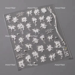 Snowflake Butterfly Rhinestone Shiny Totem Self Adhesive Nail Art Stickers Romantic Charm Chic Rose Flower Pearl Manicure Decals (ONLINE ORDER ONLY)