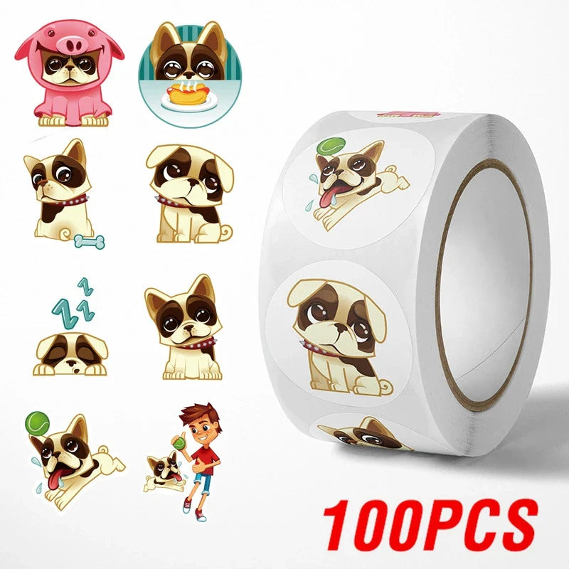 100-500pcs Reward Sticker Cartoon Dog Pattern Encouragement Stickers For Students Teachers Cute Animals Stationery Stickers (ONLINE ORDER ONLY)