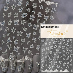 Autumn Fall Maple Leaves Ginkgo Leaf Osmanthus Chrysanthemums Rabbit Bunny Plant Flower Relief Nail Art Sticker Decoration Decal (ONLINE ORDER ONLY)