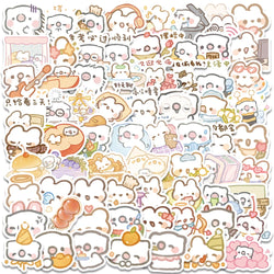 70PCS Kawaii Pig Rabbit Stickers Waterproof Laptop Guitar Skateboard Decals (Online Order Only)