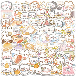 70PCS Kawaii Pig Rabbit Stickers Waterproof Laptop Guitar Skateboard Decals (Online Order Only)