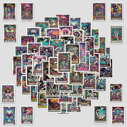 Tarot Skull Cartoon Stickers for Phone Laptop Luggage Skateboard - 10/30/50PCS (Online Order Only)