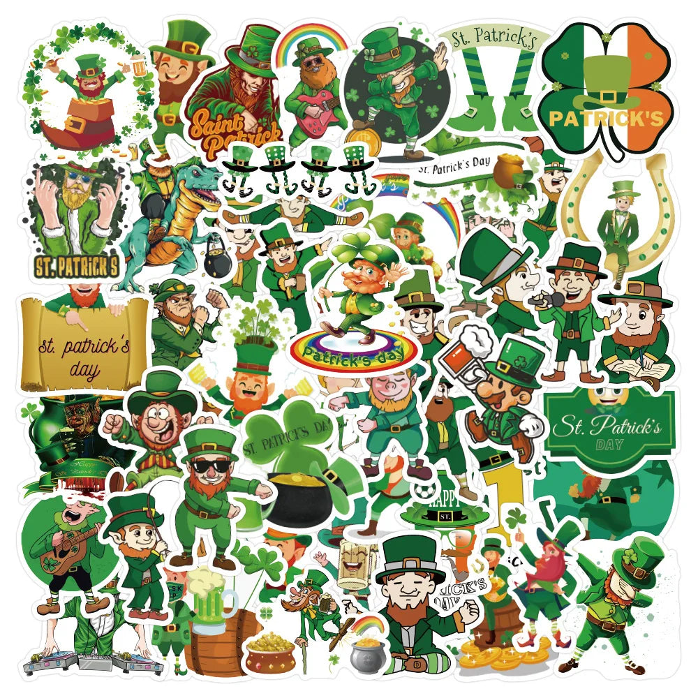 10/50Pcs St. Patrick S Day Stickers Country Ireland Holiday Aesthetic Green Cartoon DIY Toy Fridge Graffiti Decals Sticker (Online Order Only)