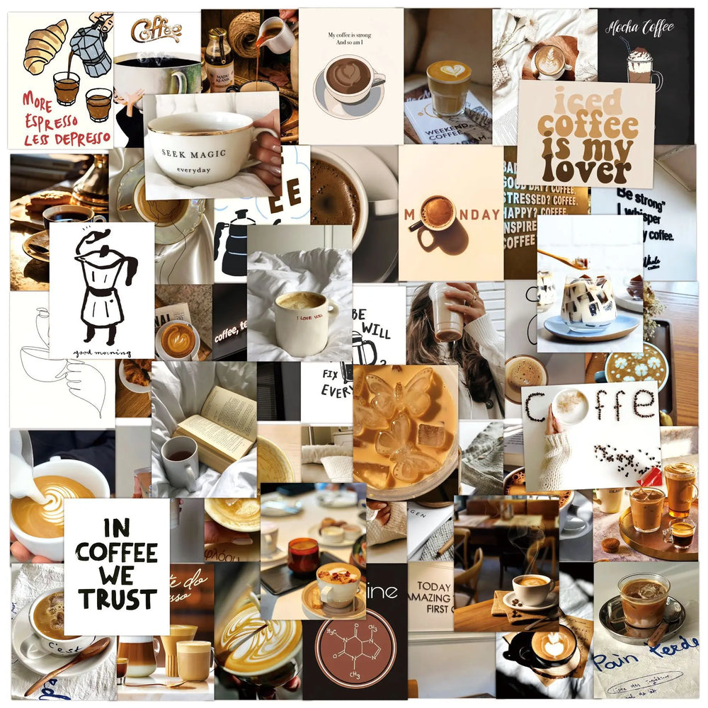 Coffee Photo Stickers for Phone Laptop Luggage Skateboard Decals 10/30/50PCS (ONLINE ORDER ONLY)