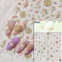Hummingbird Iris Butterfly Peony Rose Tulip Daisy Lily Flowers Morning Glory Pearl Rhinestones Nail Art Sticker Decoration Decal (ONLINE ORDER ONLY)