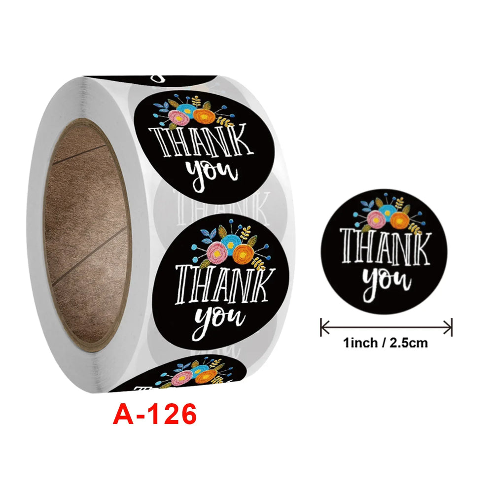 500 Pcs Round Black Thank You Bond Party Adhesive Diy Seal Stickers Decorative Album Diary Cartoon Label Decor (ONLINE ORDER ONLY)