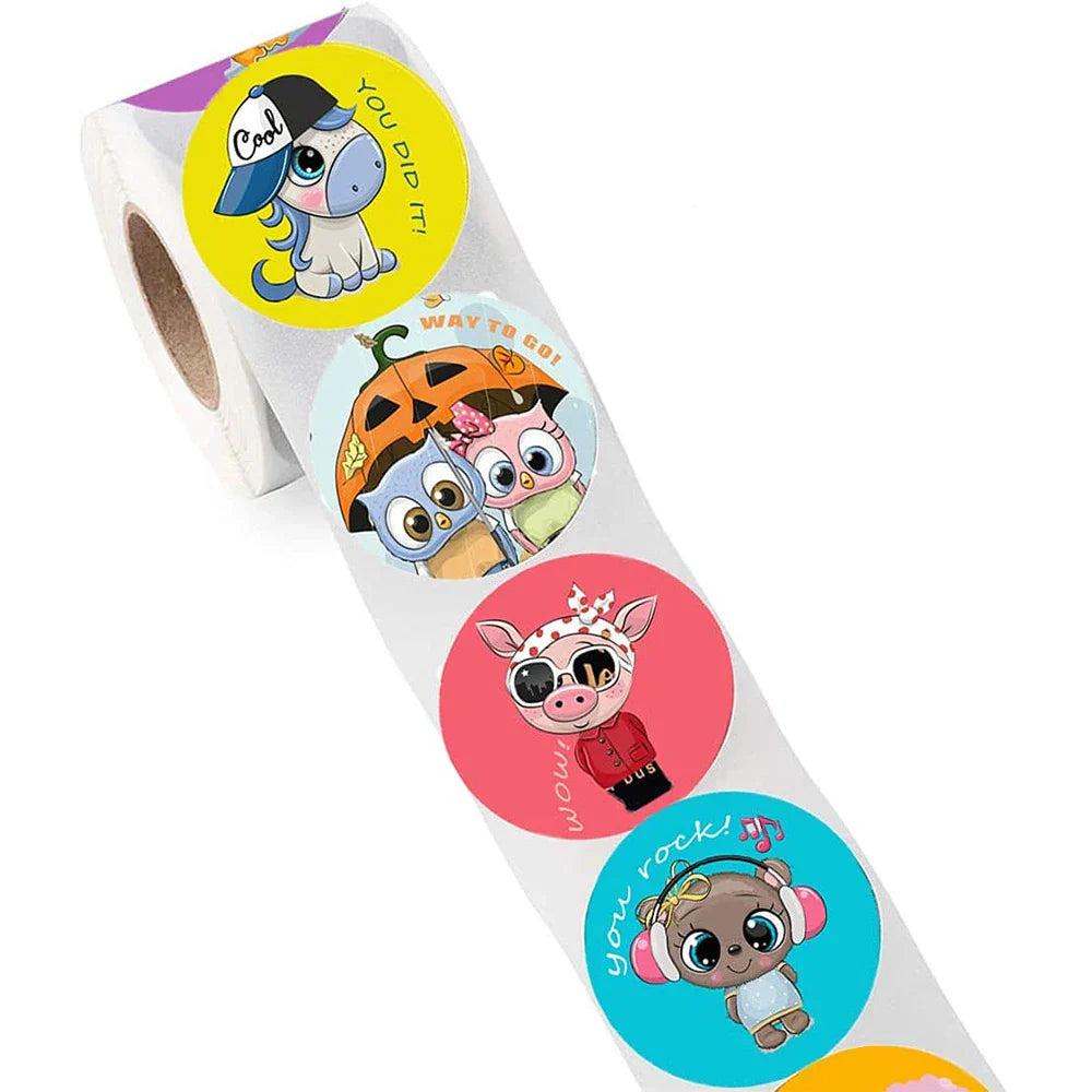 100-500PCS Cartoon Reward Sticker 8 Style Pattern Toys Label School Teacher Reward Stickers Animals Cartoon Scrapbook Decoration (Online Order Only)