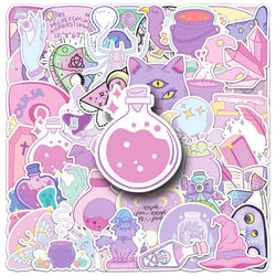 Pink Witch Stickers Set for Kids DIY Scrapbook, Phone, Fridge, Guitar, Bike Decals (Online Order Only)