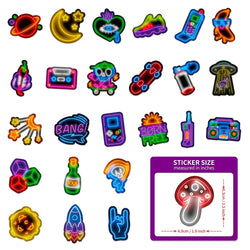 10/30/50/100pcs Funny Cool Neon Graffiti Stickers Aesthetic Cartoon Decals Motorcycle Laptop Suitcase Waterproof Sticker Kid Toy (ONLINE ORDER ONLY)