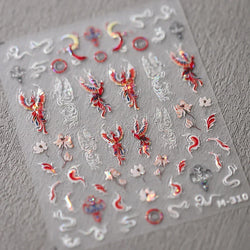 Swallow Bird Insect Animal Phoenix Peacock Dove 3D Self Adhesive Nail Art Stickers Chinese Ancient Poetry Manicure 5D DIY Decals (ONLINE ORDER ONLY)