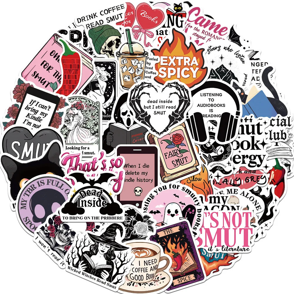 10/50pcs Smut Dark Romance Bookish Spice Reader Girl Cartoon Booktok Stickers Aesthetic Kindle Ipad Phone Laptop Diary Sticker (Online Order Only)