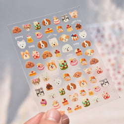Cute Mango Dog Puppy Bear Bichon Blueberries Strawberry Cake Fruit Juice Desserts Corgi Adhesive Nail Art Sticker Manicure Decal (Online Order Only)