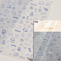 Flower Star Sun Grid Line Interesting Graffiti Tulip Cherry Apple Fruit Dot Painting Adhesive Nail Art Stickers Manicure Decals (ONLINE ORDER ONLY)