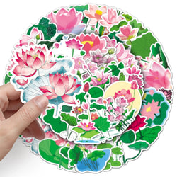 10/30/50PCS Lotus Cartoon Stickers Lotus Leaf Sticker DIY Luggage Laptop Phone Car Bike Graffiti  Skateboard Plant Decals Toy (ONLINE ORDER ONLY)