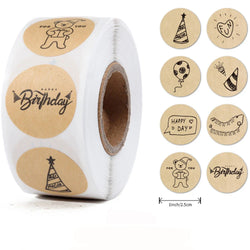 100-500Pcs Round Happy Birthday Sticker For Creativity Cute Stationery Labels Various Sticker Child For Scrapbooking (ONLINE ORDER ONLY)
