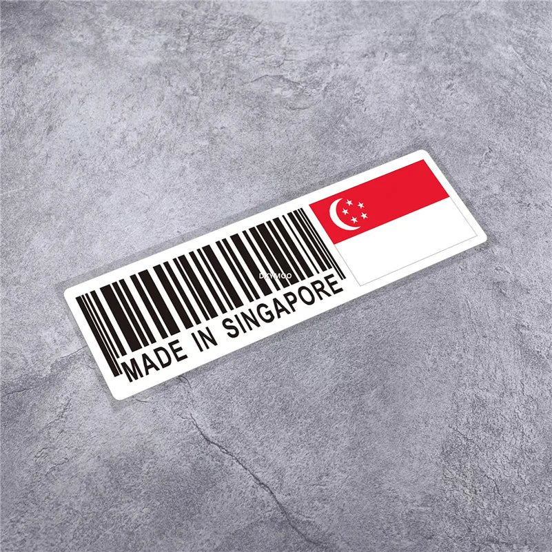 National Flag Bar Code Made in Germany Switzerland USA Italy Stickers Car Styling Vinyl Tape Motorcycle Decal Waterproof (ONLINE ORDER ONLY)