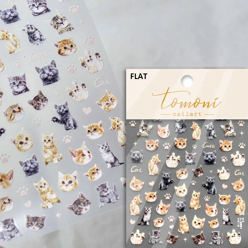 Lovely Dog Cat Animal Bunny 3D Soft Embossed Relief Self Adhesive Nail Art Stickers Cute Pretty Puppy Kitty Star Manicure Decals (ONLINE ORDER ONLY)