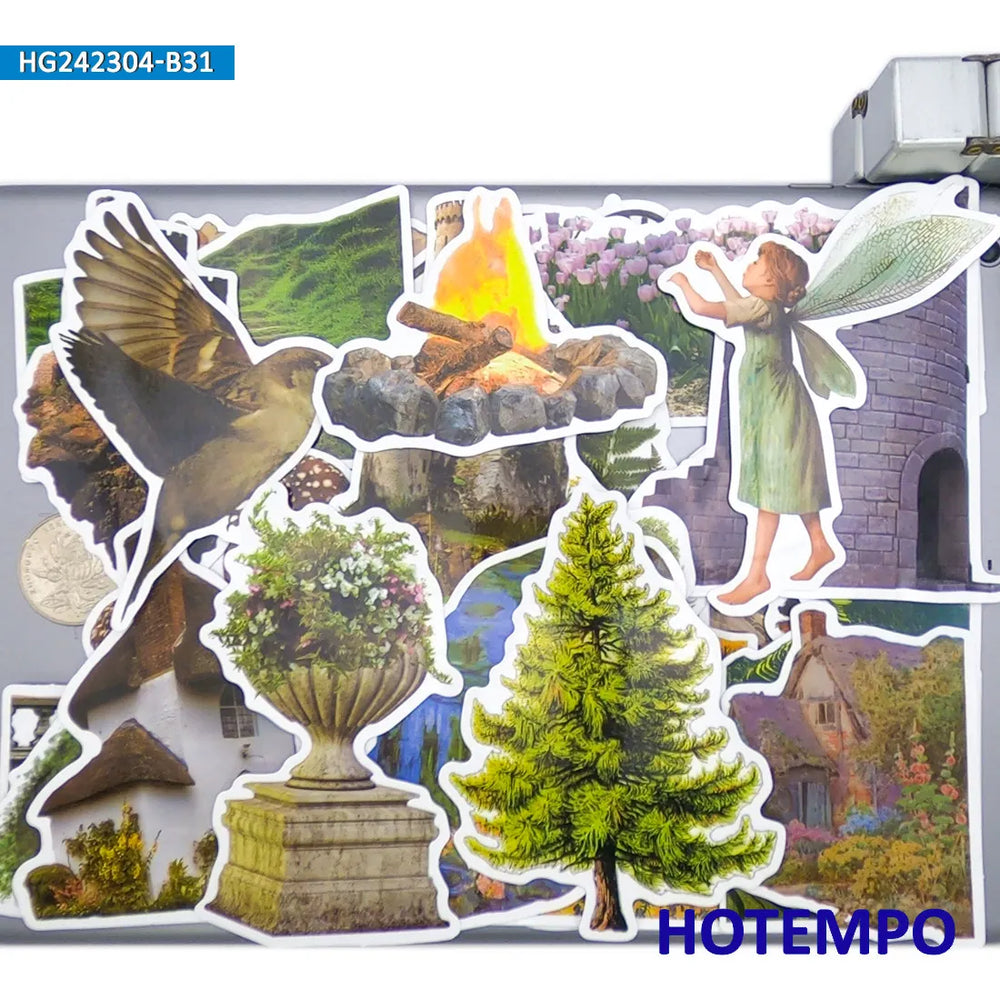 30/60Pieces Countryside Scenery Stickers Nostalgic Style Leisure Travel for Phone Journal Luggage Motorcycle Car Laptop Sticker (Online Order Only)