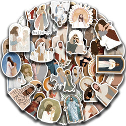 52Pcs Jesus Christian Religion Stickers For Phone Laptop Car Case Freezer Luggage Wall Waterpoof DIY Graffiti Belief Sticker (Online Order Only)