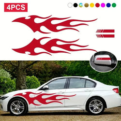 4pcs Fashion Car Stickers Flames Flaming Auto Body Stickers, Stripe Car Door Decals Waterproof Decorative Decal (Online Order Only)
