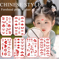 35pcs Eyebrow Flowers Stickers Red Dot Forehead Lotus Stickers Waterproof And Long Lasting Realistic Temporary Tattoo Stickers * (ONLINE ORDER ONLY)