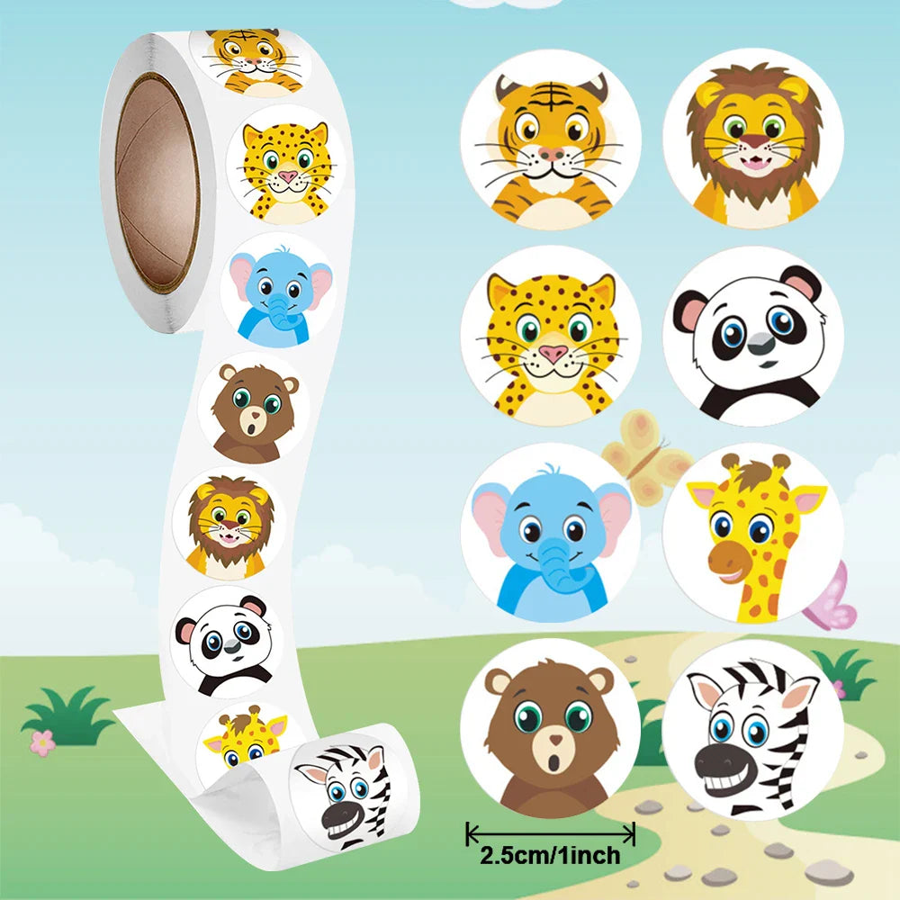100-500pcs Reward Encouraging Graphic Stationery Animal Sticker Kindergarten School Students Child Teacher Cartoon Cute Sticker (ONLINE ORDER ONLY)