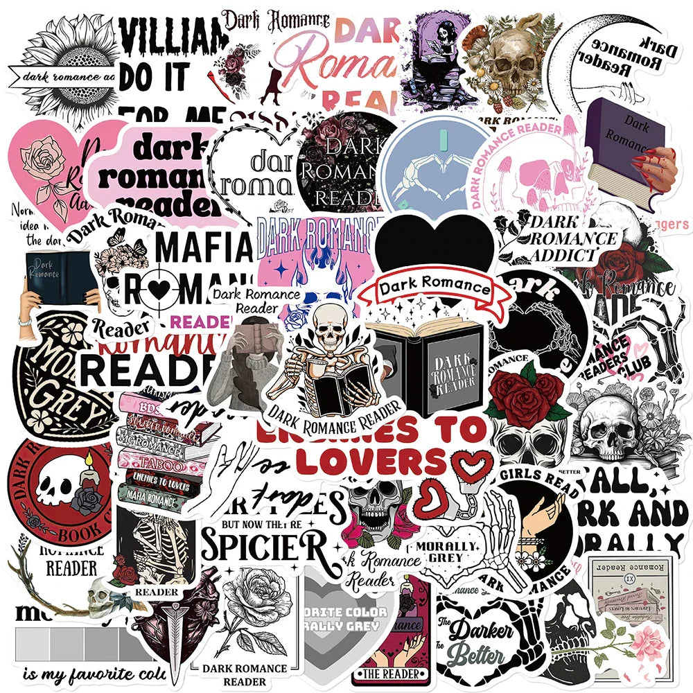 Gothic Dark Romance Stickers Decals Waterproof for Laptop Phone Suitcase Fridge Skateboard (ONLINE ORDER ONLY)