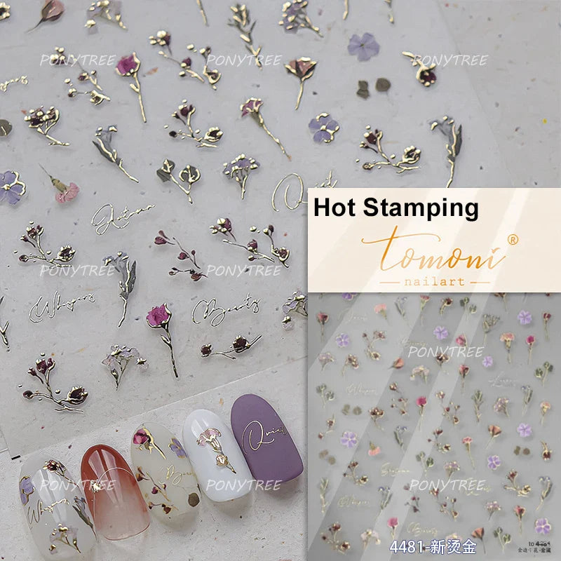 Colourful Field Bouquet Flower Spring Field Violet Daisy Bowknot Butterfly 5D Relief Adhesive Nail Art Stickers Manicure Decals (ONLINE ORDER ONLY)