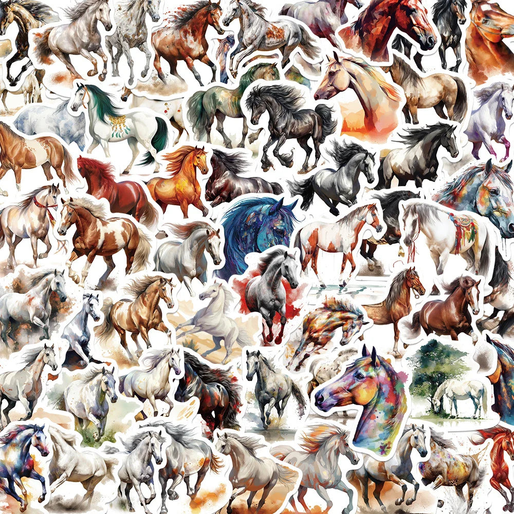 Cartoon Horse Equestrian Stickers Decal Pack - Waterproof for Laptop, Skateboard, Motorcycle, Phone, Car (Online Order Only)