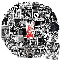 Black and White Metal Rock Music Singer Sticker Packs (Online Order Only)