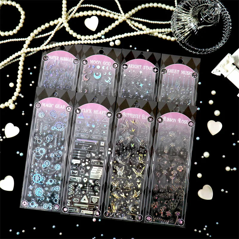 1pcs Hot Silver Laser Stereo Sticker Bright Stars Decorative Adhesive Sticker For Scrapbooking Diary Album Journal DIY Idol Card (Online Order Only)