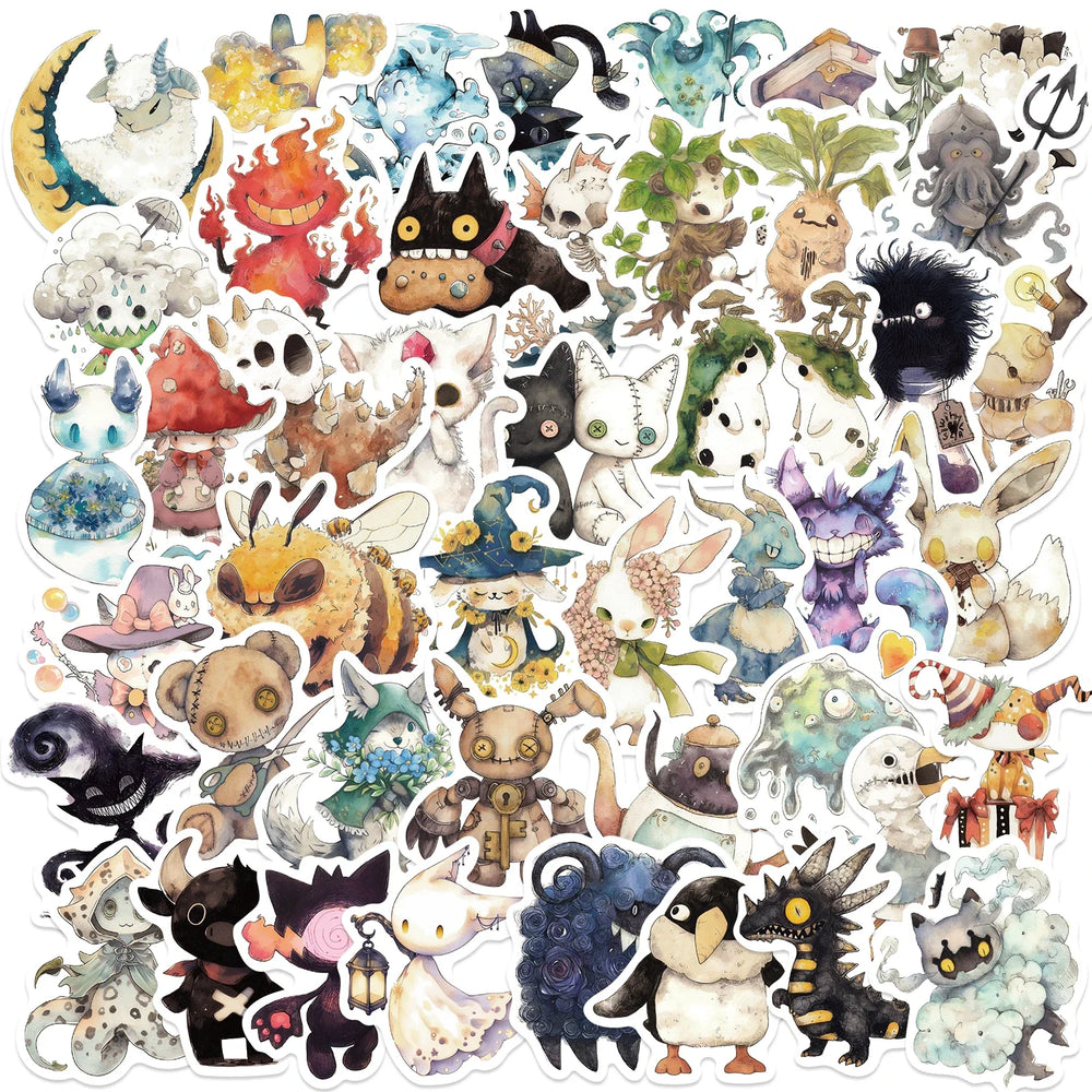 50PCS Ridiculous Fairy Tale Monster Sticker DIY Phone Laptop Luggage Skateboard Graffiti Decals Fun for Kid Toys (Online Order Only)