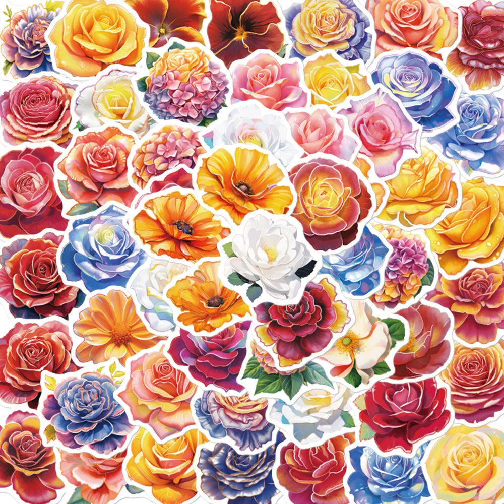 10/50Pcs Beautiful Colorful Pretty Flower Stickers Blooming Laptop Guitar Luggage Kid Toy Decal Graffiti Sticker 2023 (ONLINE ORDER ONLY)