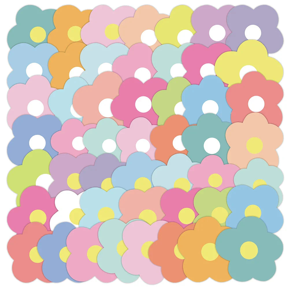 50pcs Cute Flower Graffiti Stickers for Helmet, Desktop, Wall Decoration, DIY (Online Order Only)