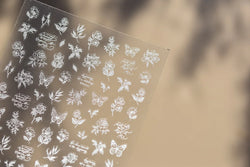 Flower Bowknot Butterfly Plant Leaf English Letter Rose Hand Drawn Embossed Relief Self Adhesive Nail Art Sticker Manicure Decal (ONLINE ORDER ONLY)