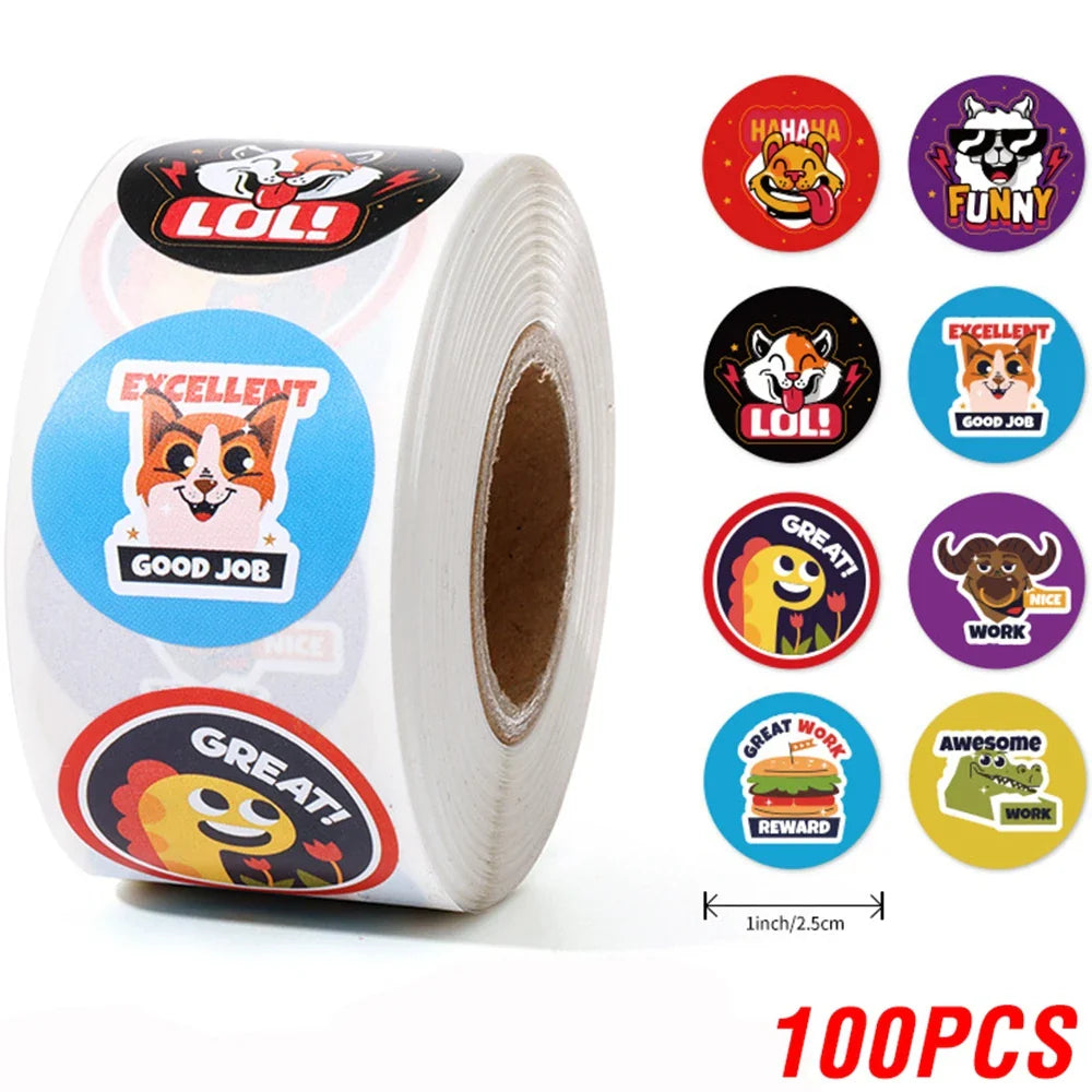 100-500Pcs Teacher Reward Sticker Fun Motivation Animal Sticker For School Teacher Student Stationery Stickers (ONLINE ORDER ONLY)