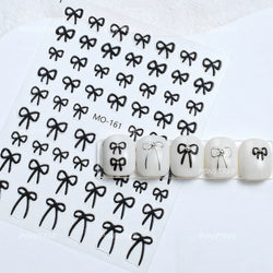 Gold Silver White Black Pink Blue Bowknot Ribbon Flat 3D Line Gird Strap Tie Elegant Charming Nail Art Stickers Manicure Decals (ONLINE ORDER ONLY)