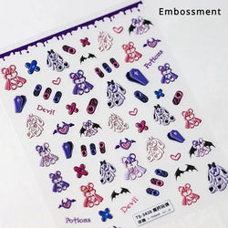 Cat Eye Shiny Blue Purple Spider Cross Love Heart Star Snake Web Jelly Thrilling Nail Art Stickers Manicure Decals Halloween (ONLINE ORDER ONLY)